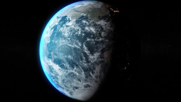 Uitzicht op de planeet aarde From Space - gecentreerd en Zoom in elementen van dit beeld ingericht door Nasa - Video