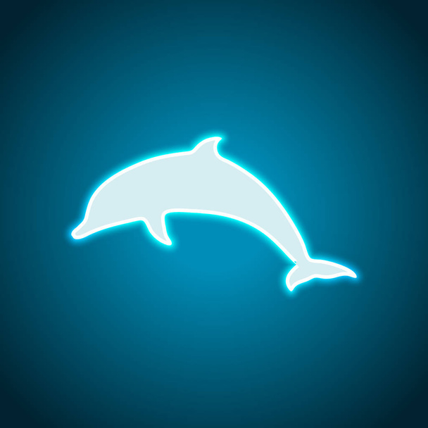 Silhouette des Delfins. Neon-Stil. Lichtdekoration Ikone. helles elektrisches Symbol - Vektor, Bild