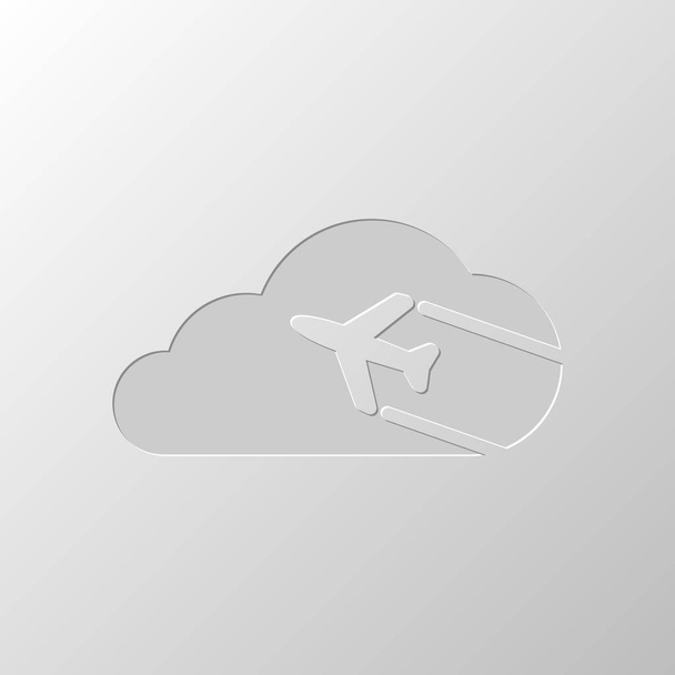 Letadlo a cloud. Jednoduché ikony. Logo. Design papíru. Broušená symbol. Vypeckovaných styl - Vektor, obrázek