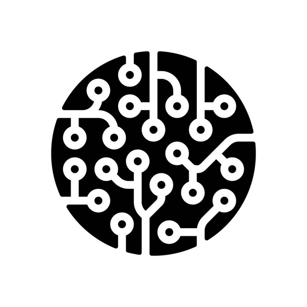 CPU-Rundchipsatz, Computerchip. Technologie-Ikone. schwarzes Symbol auf weißem Hintergrund - Vektor, Bild