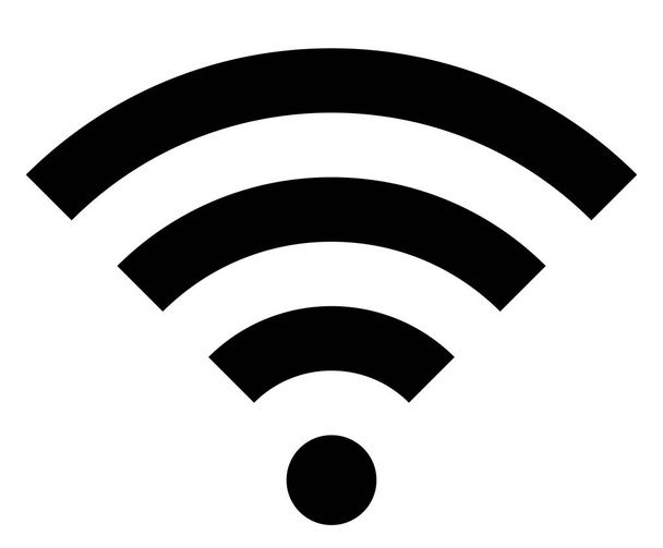 Значок символа Wi-Fi - черный простой, изолированный - векторная иллюстрация
 - Вектор,изображение