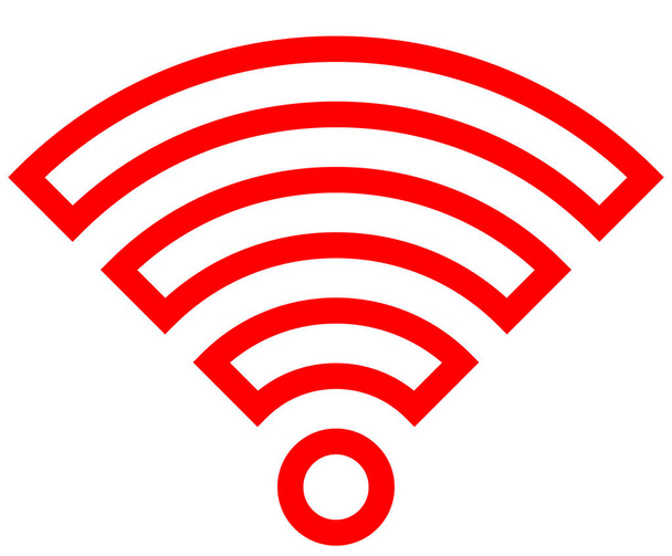 Wifi-Symbol - rot umrandet, isoliert - Vektorillustration - Vektor, Bild