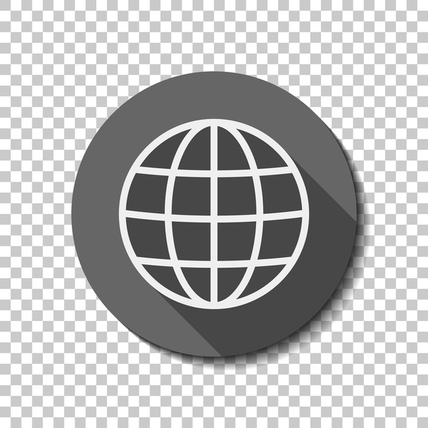 Icono de globo simple. Esquema lineal y delgado. icono plano, sombra larga, círculo, rejilla transparente. Estilo de insignia o etiqueta
 - Vector, imagen
