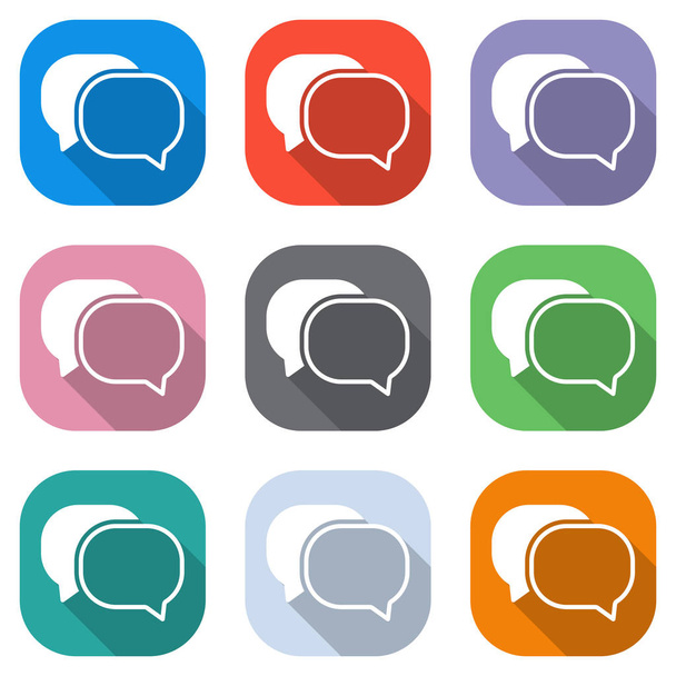 chat icon. Set of white icons on colored squares for applications. Seamless and pattern for poster - Vector, Image