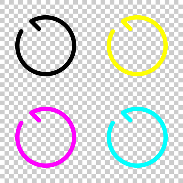 Simple arrow, update, reload, counterclockwise direction, backward. Navigation icon. Linear symbol with thin line. One line style. Colored set of cmyk icons on transparent background - Vektör, Görsel