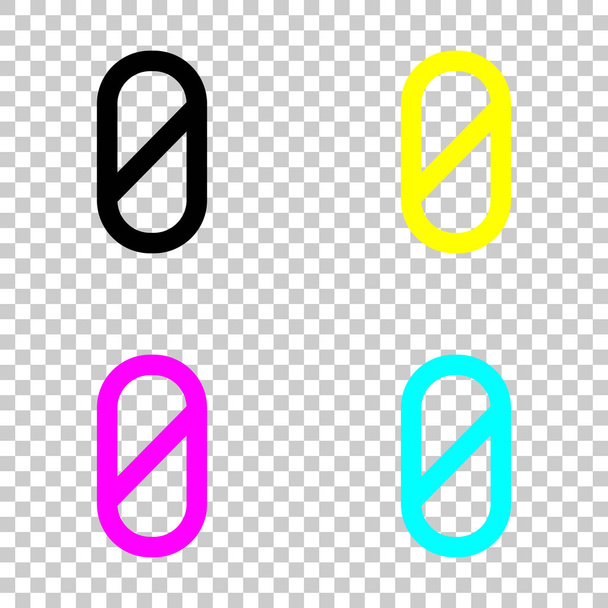 数ゼロ、数字、簡単な手紙。色の cmyk アイコンの背景を透明に設定 - ベクター画像
