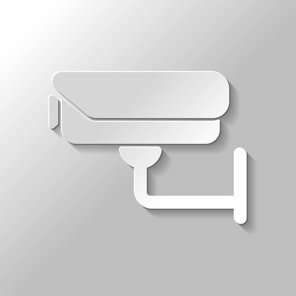 Überwachungskamera. Technologie-Ikone. Papierstil mit Schatten auf grauem Hintergrund - Vektor, Bild