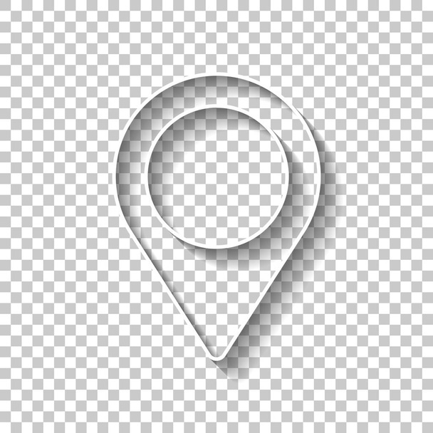Map label icon. White outline sign with shadow on transparent background - Vector, Image