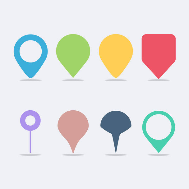 colorido mapa rótulos ícone definido
 - Vetor, Imagem