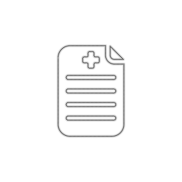 Ιατρικό ιστορικό ή την έκθεση. Χαρτί και ιατρικού Σταυρού. Διάστικτο περίγραμμα σιλουέτα με σκιά σε λευκό φόντο - Διάνυσμα, εικόνα