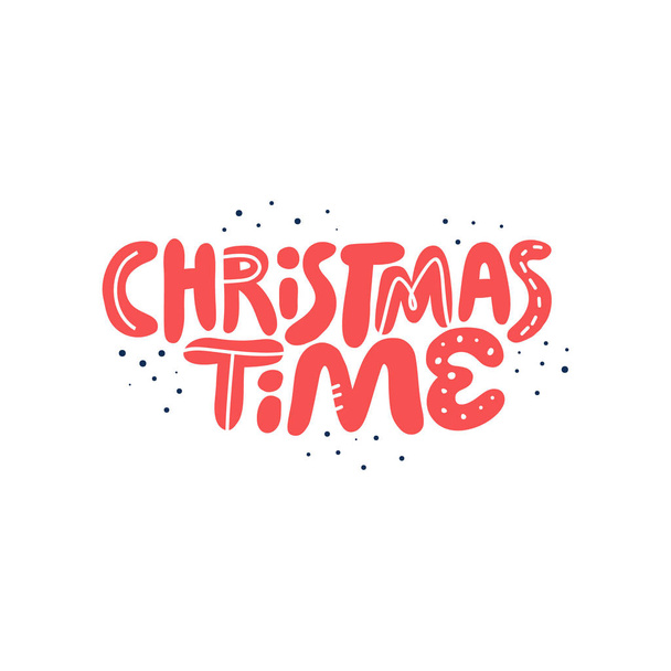 Christmas time hand drawn red vector lettering - Vettoriali, immagini