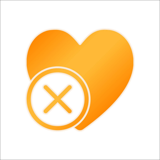 srdce s kříž. jednoduchá silueta. Orange podepsat s nízkým světlem na bílém pozadí - Vektor, obrázek
