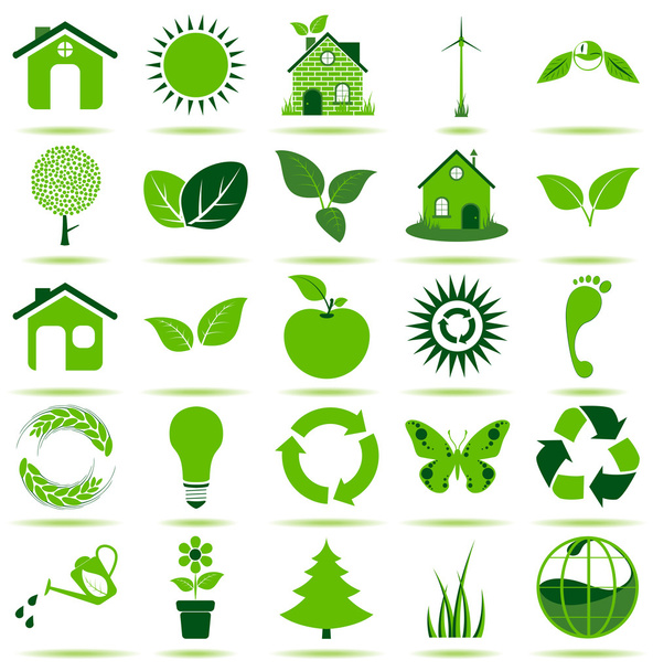 Eco Iconos verdes
 - Vector, imagen