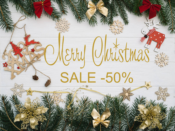 Board with post Merry Christmas sale. - Foto, Imagem