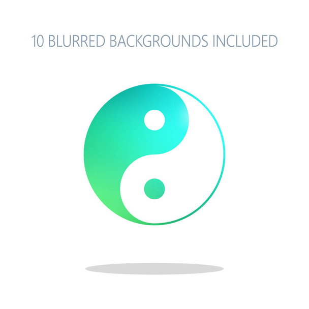 yin ヤンの記号です。白のシンプルな影とカラフルなロゴのコンセプト。含まれている 10 の異なるぼやけて背景 - ベクター画像