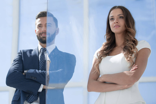 businessman and businesswoman standing together - Photo, image