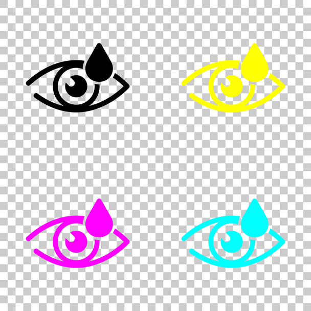 Eye and drop. Simple icon. Colored set of cmyk icons on transparent background - Vector, Image