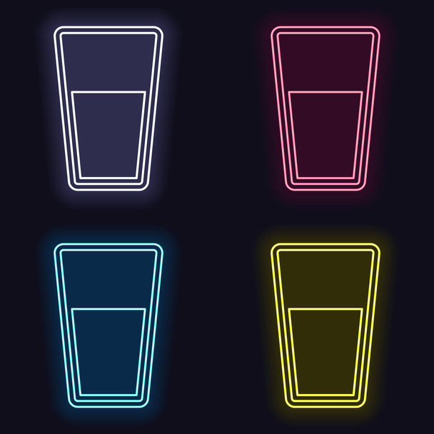 glass of water icon. Set of fashion neon sign. Casino style on dark background. Seamless pattern - Vector, Image