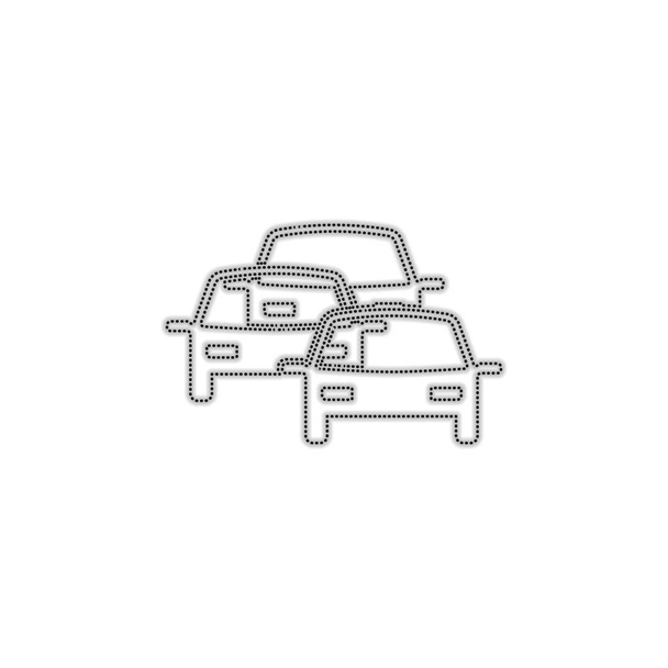 traffic jam icon. Dotted outline silhouette with shadow on white background - Vector, Image