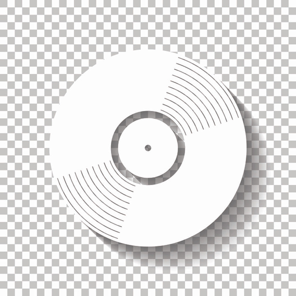 pictogram vinyl. Witte icoon met schaduw op transparante achtergrond - Vector, afbeelding