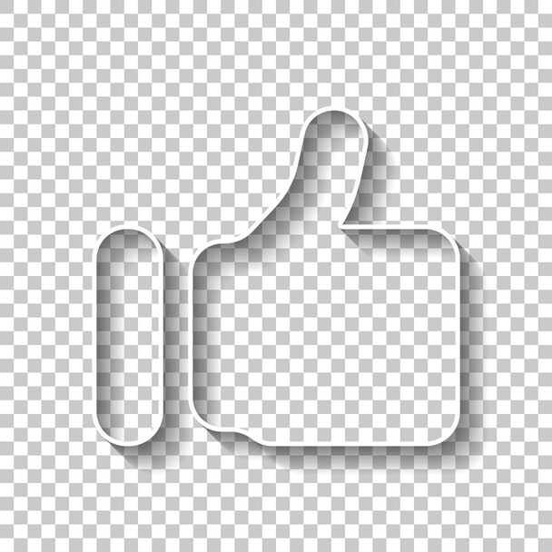 Simple like icon. Social symbol. White outline sign with shadow on transparent background - Vector, Image