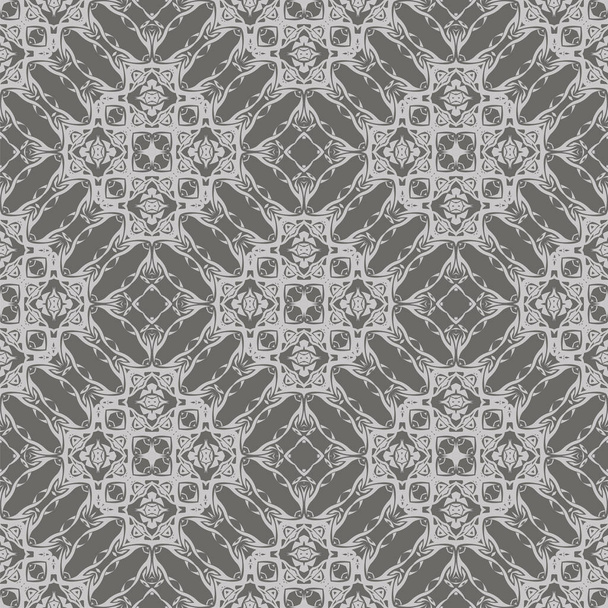 Grey Ornamental Seamless Line Pattern. Endless Texture. Oriental Geometric Ornament - Photo, Image
