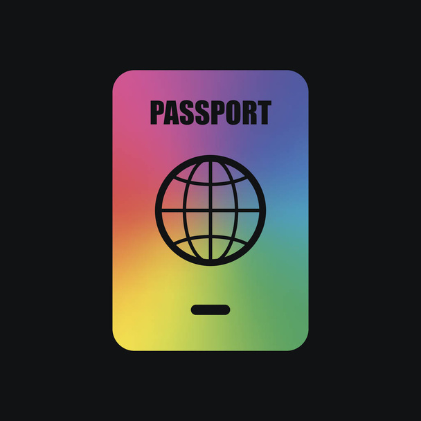 passport, simple icon. Rainbow color and dark background - Vector, Image