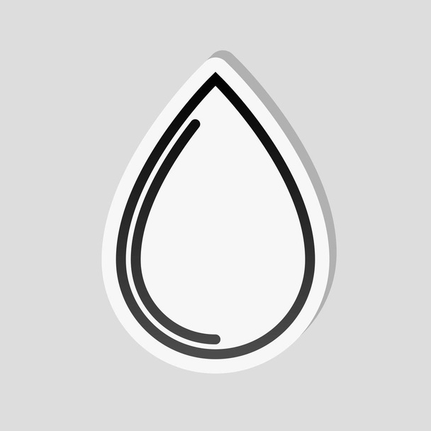 water drop icon. Sticker style with white border and simple shadow on gray background - Vector, Image