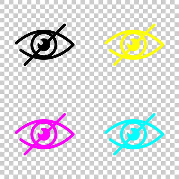 Don 't look, durchgestrichene Augen. einfaches Symbol. farbige Reihe von Cmyk-Symbolen auf transparentem Hintergrund - Vektor, Bild