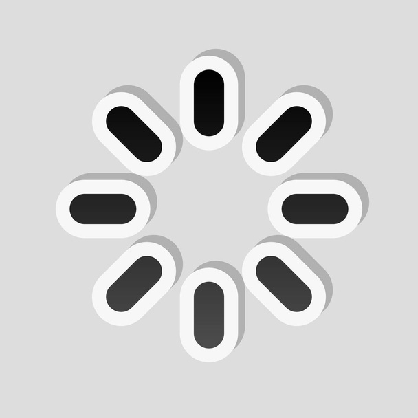 Laad- of wacht pictogram. Sticker stijl met witte rand en eenvoudige schaduw op grijze achtergrond - Vector, afbeelding