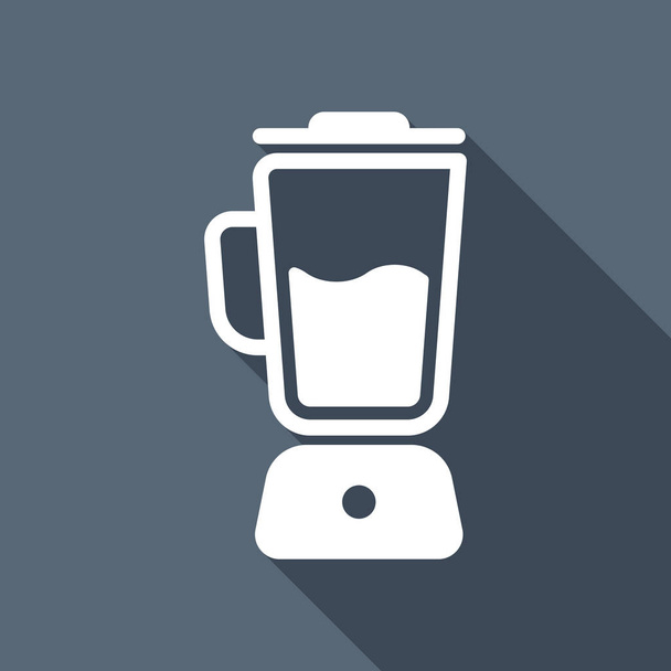 Simple blender icon. Electronic kitchen mixer. White flat icon with long shadow on background - Vector, Image