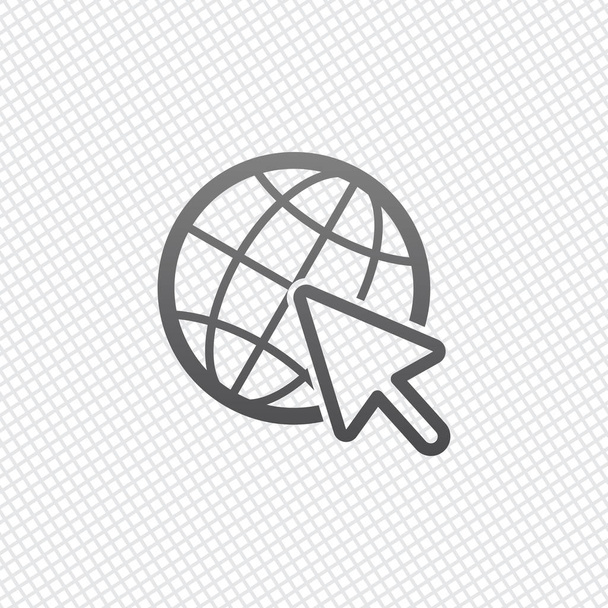 Globe and arrow icon. On grid background - Vector, Image