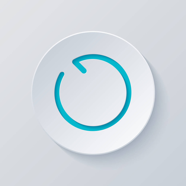 Simple arrow, update, reload, counterclockwise direction, backward. Navigation icon. Linear symbol with thin line. One line style. Cut circle with gray and blue layers. Paper style - Vector, Image