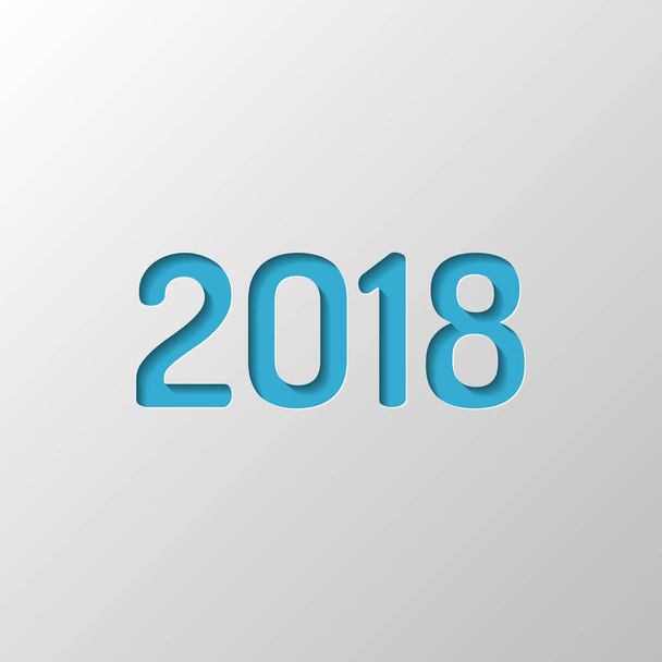 Иконка номера 2018. С Новым Годом. Бумажный дизайн. Вырезанный символ с тенью
 - Вектор,изображение