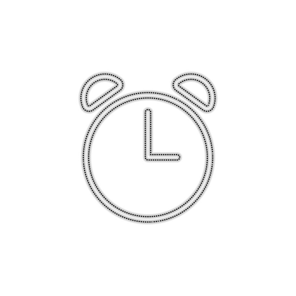 Alarm clock. Linear, thin outline. Dotted outline silhouette with shadow on white background - Vector, Image