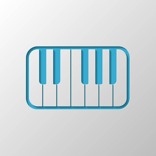 Icono de teclado de piano. Diseño de papel. Símbolo cortado con sombra
 - Vector, imagen