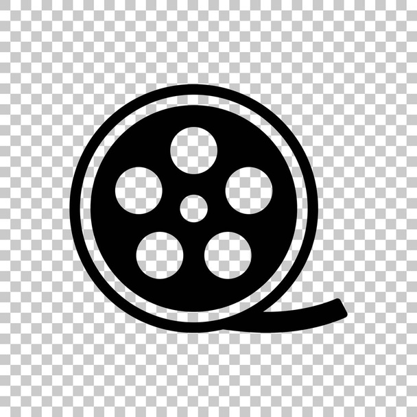 フィルム ロール、古い映画ストリップ アイコン映画ロゴ。透明な背景に黒いシンボル - ベクター画像