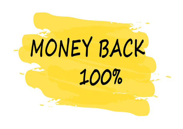 devolución de dinero sello 100% amarillo aislado sobre fondo blanco
 - Foto, imagen