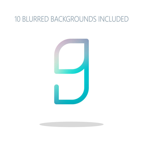 Nummer 9, negende cijfer. Kleurrijke logo concept met eenvoudige schaduw op witte. 10 verschillende wazig achtergronden opgenomen - Vector, afbeelding