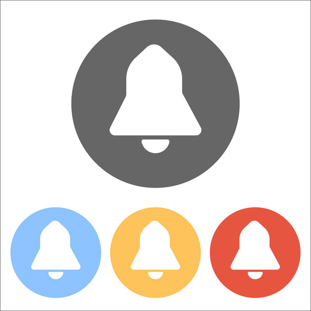 black bell icon. Set of white icons on colored circles - Vector, Image