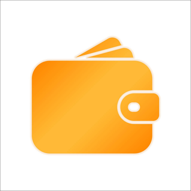 Сумочка, бумажник, иконка с деньгами. Оранжевый знак с низким освещением на белом фоне
 - Вектор,изображение