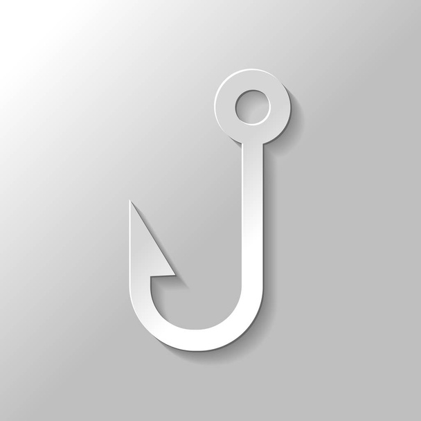 Fishing hook. Simple icon. Paper style with shadow on gray background - Vector, Image
