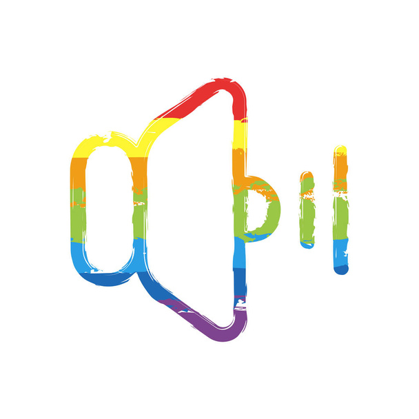 volumen icono medio. Signo de dibujo con estilo LGBT, siete colores de arco iris (rojo, naranja, amarillo, verde, azul, índigo, violeta
 - Vector, imagen