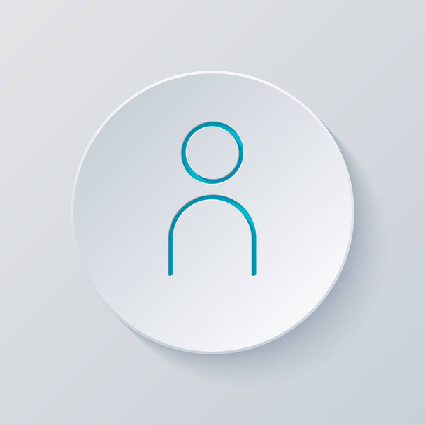Simple person icon. Linear symbol, thin outline. Cut circle with gray and blue layers. Paper style - Vector, Image
