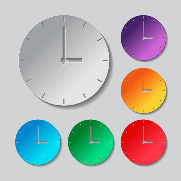 単純な時計のアイコン。紙のスタイル セットを着色 - ベクター画像