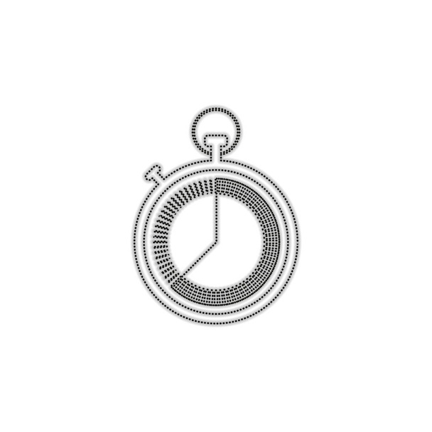 stopwatch. simple icon. Dotted outline silhouette with shadow on white background - Vector, Image