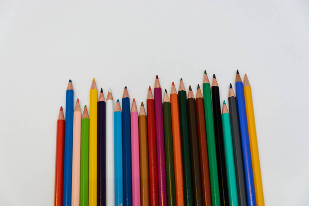colored pencils on white background - Φωτογραφία, εικόνα