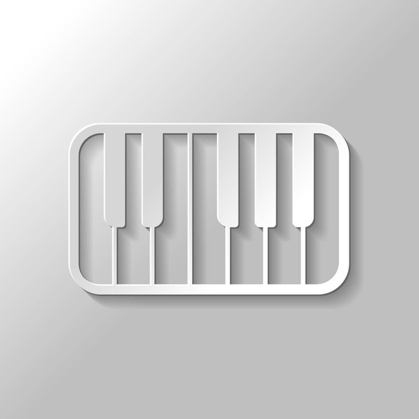 Εικονίδιο πληκτρολόγιο πιάνου. Χαρτί στυλ με σκιά σε γκρίζο φόντο - Διάνυσμα, εικόνα