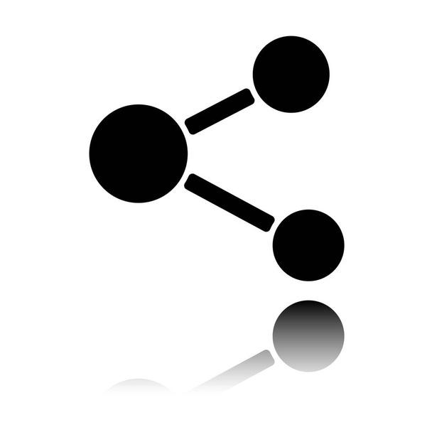Simple icône de partage. Icône noire avec réflexion miroir sur fond blanc
 - Vecteur, image