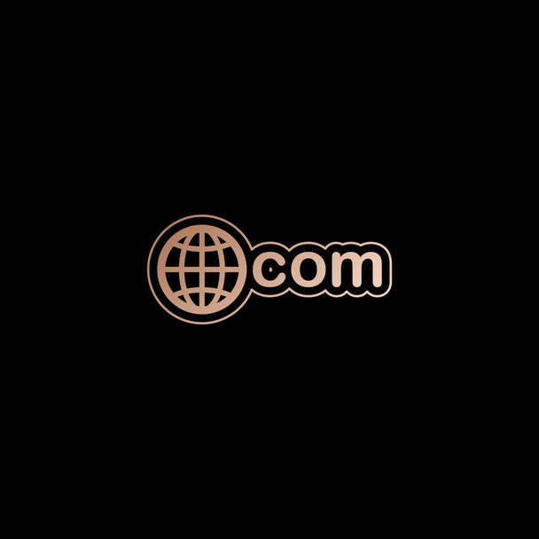een van de belangrijkste domeinen, globe en com. rood goud stijl op zwarte achtergrond - Vector, afbeelding